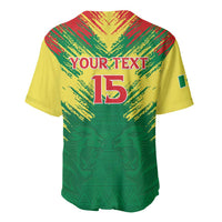 Senegal Rugby Custom Baseball Jersey Lion With Coat Of Arms - African Pattern