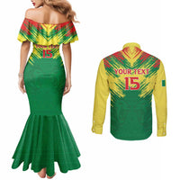 Senegal Rugby Custom Couples Matching Mermaid Dress and Long Sleeve Button Shirt Lion With Coat Of Arms - African Pattern