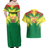 Senegal Rugby Custom Couples Matching Off Shoulder Maxi Dress and Hawaiian Shirt Lion With Coat Of Arms - African Pattern