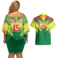 Senegal Rugby Custom Couples Matching Off Shoulder Short Dress and Hawaiian Shirt Lion With Coat Of Arms - African Pattern