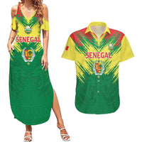 Senegal Rugby Custom Couples Matching Summer Maxi Dress and Hawaiian Shirt Lion With Coat Of Arms - African Pattern