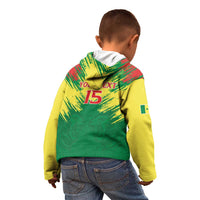 Senegal Rugby Custom Kid Hoodie Lion With Coat Of Arms - African Pattern
