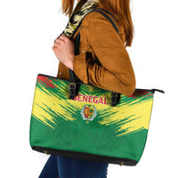 Senegal Rugby Leather Tote Bag Lion With Coat Of Arms - African Pattern