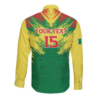 Senegal Rugby Custom Long Sleeve Button Shirt Lion With Coat Of Arms - African Pattern