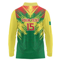 Senegal Rugby Custom Long Sleeve Polo Shirt Lion With Coat Of Arms - African Pattern