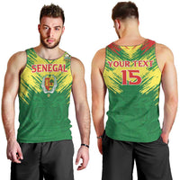 Senegal Rugby Custom Men Tank Top Lion With Coat Of Arms - African Pattern
