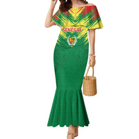 Senegal Rugby Custom Mermaid Dress Lion With Coat Of Arms - African Pattern