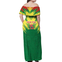 Senegal Rugby Custom Off Shoulder Maxi Dress Lion With Coat Of Arms - African Pattern