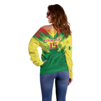 Senegal Rugby Custom Off Shoulder Sweater Lion With Coat Of Arms - African Pattern