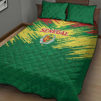 Senegal Rugby Quilt Bed Set Lion With Coat Of Arms - African Pattern