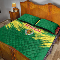Senegal Rugby Quilt Bed Set Lion With Coat Of Arms - African Pattern