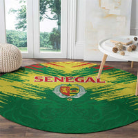 Senegal Rugby Round Carpet Lion With Coat Of Arms - African Pattern