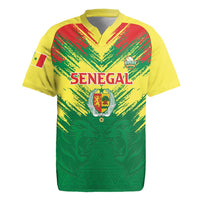 Senegal Rugby Custom Rugby Jersey Lion With Coat Of Arms - African Pattern