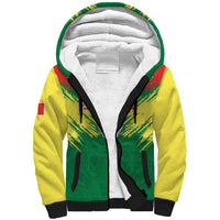 Senegal Rugby Custom Sherpa Hoodie Lion With Coat Of Arms - African Pattern