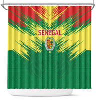 Senegal Rugby Shower Curtain Lion With Coat Of Arms - African Pattern