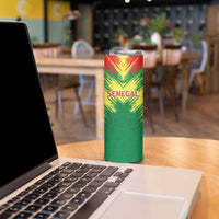 Senegal Rugby Custom Skinny Tumbler Lion With Coat Of Arms - African Pattern