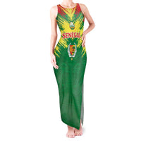 Senegal Rugby Custom Tank Maxi Dress Lion With Coat Of Arms - African Pattern