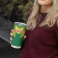 Senegal Rugby Custom Tumbler Cup Lion With Coat Of Arms - African Pattern