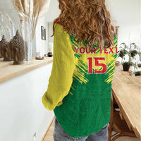 Senegal Rugby Custom Women Casual Shirt Lion With Coat Of Arms - African Pattern