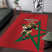 Morocco Rugby Custom Area Rug Lion Mascot Green Star
