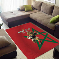 Morocco Rugby Custom Area Rug Lion Mascot Green Star