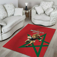 Morocco Rugby Custom Area Rug Lion Mascot Green Star
