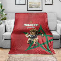 Morocco Rugby Custom Blanket Lion Mascot Green Star