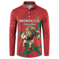 Morocco Rugby Custom Button Sweatshirt Lion Mascot Green Star
