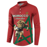 Morocco Rugby Custom Button Sweatshirt Lion Mascot Green Star
