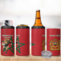 Morocco Rugby Custom 4 in 1 Can Cooler Tumbler Lion Mascot Green Star