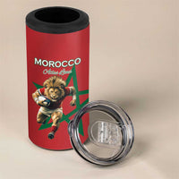 Morocco Rugby Custom 4 in 1 Can Cooler Tumbler Lion Mascot Green Star