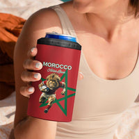 Morocco Rugby Custom 4 in 1 Can Cooler Tumbler Lion Mascot Green Star