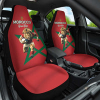 Morocco Rugby Custom Car Seat Cover Lion Mascot Green Star