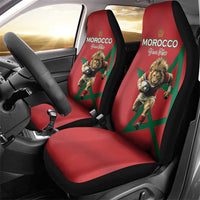 Morocco Rugby Custom Car Seat Cover Lion Mascot Green Star