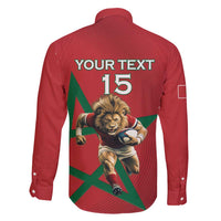 Morocco Rugby Custom Family Matching Off Shoulder Short Dress and Hawaiian Shirt Lion Mascot Green Star