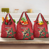 Morocco Rugby Custom Grocery Bag Lion Mascot Green Star