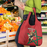 Morocco Rugby Custom Grocery Bag Lion Mascot Green Star