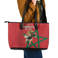 Morocco Rugby Custom Leather Tote Bag Lion Mascot Green Star