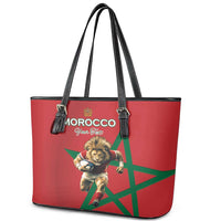 Morocco Rugby Custom Leather Tote Bag Lion Mascot Green Star