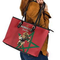 Morocco Rugby Custom Leather Tote Bag Lion Mascot Green Star