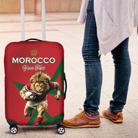 Morocco Rugby Custom Luggage Cover Lion Mascot Green Star