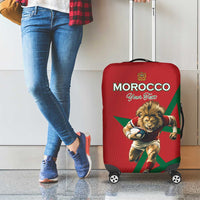Morocco Rugby Custom Luggage Cover Lion Mascot Green Star