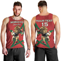 Morocco Rugby Custom Men Tank Top Lion Mascot Green Star