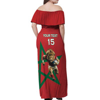 Morocco Rugby Custom Off Shoulder Maxi Dress Lion Mascot Green Star