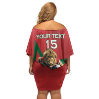 Morocco Rugby Custom Off Shoulder Short Dress Lion Mascot Green Star