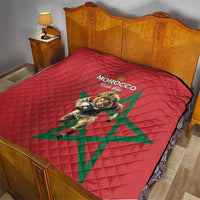 Morocco Rugby Custom Quilt Lion Mascot Green Star