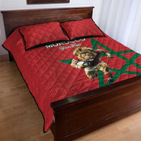 Morocco Rugby Custom Quilt Bed Set Lion Mascot Green Star