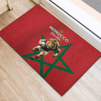 Morocco Rugby Custom Rubber Doormat Lion Mascot Green Star