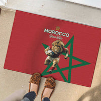 Morocco Rugby Custom Rubber Doormat Lion Mascot Green Star