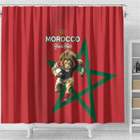 Morocco Rugby Custom Shower Curtain Lion Mascot Green Star